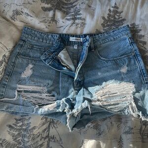 Good American Blue Distressed Jean Shorts